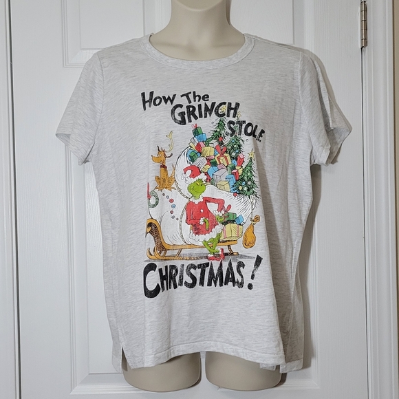 NWT How The Grinch Stole Christmas Light Heathered Gray Tee Plus Size XXL - Picture 2 of 8